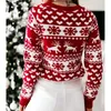 여성 스웨터 겨울 크리스마스 스웨터 여성 Xmas Moose 니트 긴 소매 Y2K 옷 따뜻한 두꺼운 점퍼 풀 오버 넷 니트웨어 231218