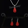 Crystal Jewelry Set 9 Colors Rhinestone Water Drop Shaped Pendant Earrings And Necklace For Party 5 Sets lot Whole276V