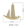 Brooches Fancy Full Zircon Paved Burj El Shape Copper Pins Gold And Silver Colors Brass For Suit Sweater Dress Party Jewelry