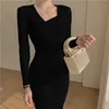 Basic Casual Dresses Robe Long Solid V Neck Bodycon Crochet Knit Off White Women's Dresses Maxi Evening Clothing Female Dress Promotion 231218