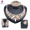 Luxe Nigeriaanse Vrouwen Bruiloft Sieraden Sets Dikke Ketting Oorbellen Bangle Ring Bruids Dubai Gouden Sieraden Set262D