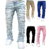 Tasarımcı Kot Pantolon Pantolon Moda Denim Kaya Revival Jeans Skinny Jeans Delik Pantolon Kot Pantolon Men Tasarımcı Antiaging Slim Fit Casual Jeans