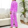 Women's Sleepwear Alphabet Letter Pajamas Pink Gradient Print Bedroom V Neck Women Two Piece Graphic Long-Sleeve Cute Pajama Sets