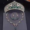 Ketting Oorbellen Set Barokke Bruid Kroon Sets Tiara's Oorbel Prinses Trouwjurk Bruidssieraden Prom Kostuum Accessoires