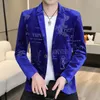 New Spring Autumn Season Men's Blazer Personalized Gold Velvet Small Suit Slim Fit Fashion Casual Men's Suit Coat