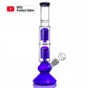 Hookah Blue Beaker Glass Bongs inch tall double six arms tree percolator water pipe high quality oil rigs joint ZZ