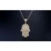 Plein strass Zircon Hip Hop Bling pendentif collier chaîne à maillons croisés 24 pouces femmes hommes Couple Ice Hamsa avec Cz Jewelry2962