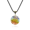 Natural 7 Chakra Orgone Energy Healing Pendants  Necklaces Rainbow Crystal Pendant Yoga Meditation Necklace Resin Jewelry1288b