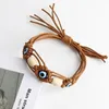 Charm Bracelets Woven Wrap Leather For Men Women Handmade Braided Demon Eye String Adjustable