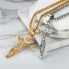 Religious Jesus Christ Cross Pendant Necklace for Women/Men Gold Color 14K Gold Crucifix Necklaces Men Christian Jewelry