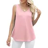 Débardeurs pour femmes Lady sans manches T-shirts Tops Plus Taille Blusa Feminina Femmes Sexy Col V-Col En Mousseline De Soie Été Élégant Bureau Tee Lâche