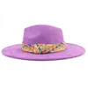 Chapeau haut-de-forme en daim à bord large de 9.5cm pour femmes, chapeaux Fedora de Jazz colorés de Style bohème, casquette en feutre Panama pour fête de mariage, église