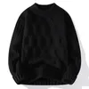 Menströjor Autumn Winter Sticked Men mode Casual Knitting Clothing O Neck Blue Black Pullovers Warm Solid Sweater Man 231216