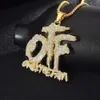 Pendant Necklaces Iced out OTF Necklace with Cuban Link Chain for Men Women Rapper Jewelry Accessories 231216