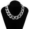 Hip Hop przesadzony platforma złota Chunky Choker Cuban Link Naszyjnik dla kobiet