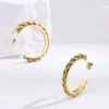 Hoop Earrings Rope Chain Earring Women C Shape Round Stainless Steel Jewelry