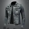 Men's Jackets Spring Autumn Denim Jacket Men Trendy Lapel Coat Fashion Stretch Biker 4XL