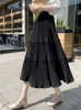 Elbiseler Beiingni Pileli Etek Kadınlar Vintage Sıradan Şifon Vardiya Uzun Yüksek Bel Etekleri Kadın Patchwork Midi Saiia Siyah Beyaz Faldas