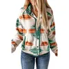 Damenjacken Mode Fleecemantel Kontrastfarbe Ethnischer Stil Bedruckte Strickjacke Jacke Winter Langarm Oberbekleidung Kleidung 231218