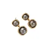 Stud European Trend Metallic Grey Imitation Pearl Pendant Earrings For Women Fashion Retro Style Girl Jewelry Gifts 231218