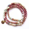 108 Mala Rhodonite équilibre Bracelet Rhodonite nouveau Design Bracelet de Yoga pour femmes guérison cadeau spirituel ite Bracelets Y200730210T