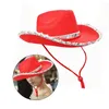 Bérets Chapeau de cowboy de style occidental Casquettes Fedoras avec lanière de vent pour costume de cosplay