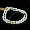 Hängen Natural Myanmar Jadeite Beaded Halsband Kvinnor Fina smycken Tillbehör äkta Burma Jade Stone Beads Halsband Lucky Amulets