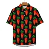 Freizeithemden für Herren, rote Radieschen, lockeres Hemd, Herren, Urlaub, Karotten, Hawaii-Design, kurze Ärmel, Retro, übergroße Blusen