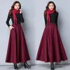 Pantalon hiver longue laine jupe plissée épais chaud femmes taille haute grande taille élastique Aline Maxi jupes vin rouge noir gris