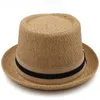 Baretten Heren Dames Klassiek Stro Pork Pie Hoeden Fedora Zonnehoeden Trilby Caps Zomer Boater Street Outdoor Reizen Feest Maat US 7 1/4 UK L