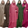 Etnische Kleding Eid Ramadan Moslim Vrouwen Hijab Jurk 2 Stuks Set Overhead Boerka Caftan Khimar Islamitische Arabische Gewaad Gebed Kledingstuk