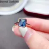 Trauringe aus 925er-Sterlingsilber, 5 x 7 mm, natürlicher Londoner Blautopas-Edelstein, modische Ringe, edler Damenschmuck, Geburtsstein, Geschenk, Luxusschmuck 231218