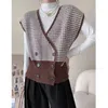 Women's Sweaters International air fold wear plaid knit wool vest for women autumn winter style of 100 match loose small outside 231218