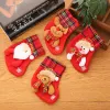 Mini Christmas Hanging Choches bass Mignon Christmas Candy Gift Sac Santa Claus Deer Bear Trele de Noël Decors suspendus Ornements Ll BJ