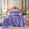 Bedding sets High End Home Emulation Silk Satin Set Luxury Single Double Duvet Cover Quality King Queen Size Sets 231218