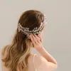 Pinces à cheveux bandeau de mariée petits diadèmes de perles pour femmes perles florales chaîne bandeau avec ruban accessoires de mariage Noiva tête bijoux