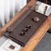 Teegeschirr-Sets, japanisches Tee-Set für Zuhause, chinesisches Set, leichtes, luxuriöses, modernes Massivholz-Tablett, einfache rechteckige Entwässerung