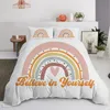Sängkläder sätter trendiga pastellfärger Rainbow Bedbling Set Baby Kids Däcke Cover 150x210 135x200 med örngott och blixtlås 231218