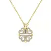 New creative magnetic openable four-leaf clover heart necklace stainless steel designer necklace