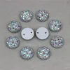 12mm 300pcs Crystal Ab Acrylic 평평한 평면 둥근 원형 원형 아크릴 라인톤 바느질 2 Hole218g