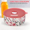 Oprogramowanie 3PCS Microwave Bowl Przeciek odporny na bento pojemnik ceramiczny z pokrywką