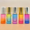 Storage Bottles Gradient Ball Bottle 5pcs 5ml Thick Glass Roll On Essential Oil Empty Parfum Roller 5 Colors With Gold Cover