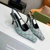 10A Designer Lace Dress Shoes Square-toes sandals Glitter Rhinestones Women Pumps Crystal Bowknot Mesh Sandals Fashion Women Girls Slingback Sandals size 35-42