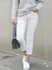 Dżinsy solidne białe dżinsy kobiety prosta noga przytulna miękka y2k streetwear chłopak dżinsowe spodnie białe dżinsy dla kobiet odzież 2022