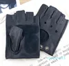 Fingerless Gloves for Men Black Half-Finger Gym Workout Fitness Driving Genuine Cowhide Gloves