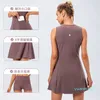 Lu saia de tênis conjunta yoga vestido de fitness brocado nu respirável anti-luz casual golfe esportes saia curta terno de duas peças