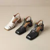 Sandals 2023 Summer Women Natural Leather 22-24.5cm Cowhide Sheepskin Pigskin Full Vintage Pig Cage Shoes Roman