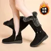 Zimowe damskie buty śnieżne moda utrzymują ciepło plus aksamitne buty na kolanach dla kobiet swobodne buty na platformie pięty