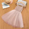Sukienki dziewczynki małą dziewczynkę koronkową księżniczkę letnia sukienka szlafroki klacze przyczynowe noszenie paska