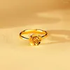 Cluster Rings 18K Gold Plated 925 Sterling Silver Vintage Flower Rose Promise For Women Retro Statement Engagement Ring Gift